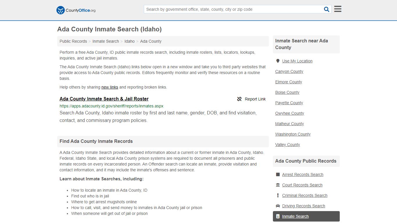 Inmate Search - Ada County, ID (Inmate Rosters & Locators)