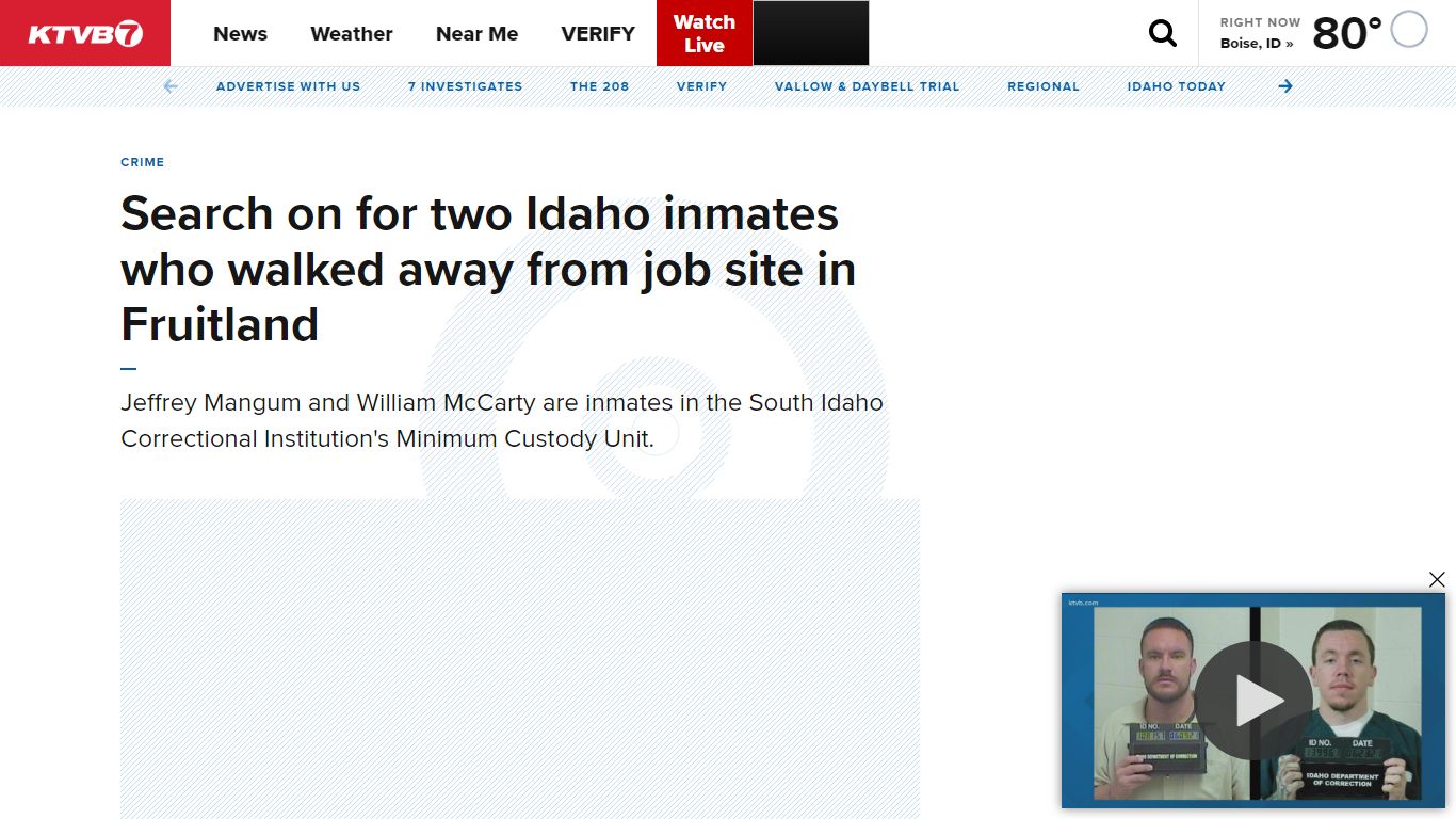 Search on for two Idaho inmates who walked away from job ...